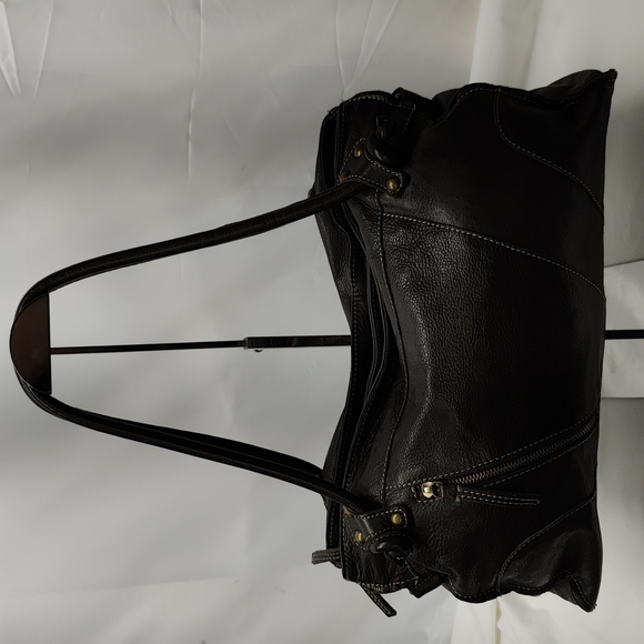 Vera Pelle Firenze Brown Leather double zipper Shoulderbag/ Tote - Picture 2 of 15